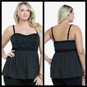Torrid lace front polka dot babydoll cami